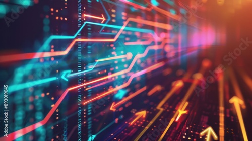 Wallpaper Mural Abstract Neon Arrows and Lines in a Futuristic Setting Torontodigital.ca