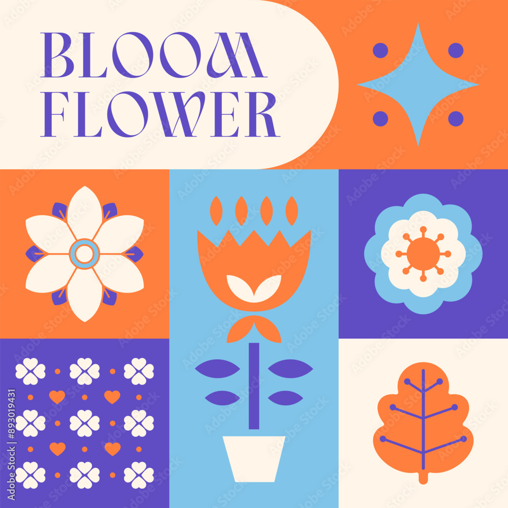 Spring Blooming Flower seamless pattern in scandinavian style postcard with Retro clean concept design 7 Spring Blooming Flower seamless pattern in scandinavian style postcard with Retro clean concept design 7
