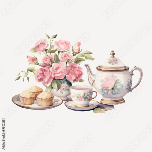Elegant floral tea set
