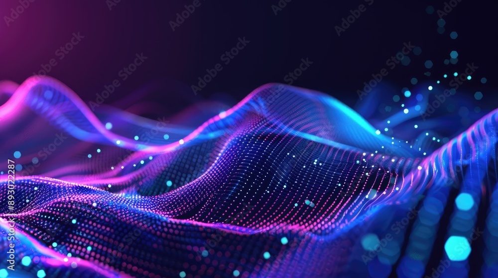 Abstract digital waves blending with geometric shapes Abstract digital waves blending with geometric shapes