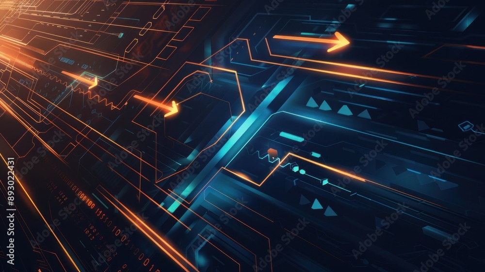 Abstract Digital Circuitry with Glowing Lines Abstract Digital Circuitry with Glowing Lines