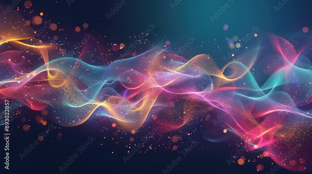 Abstract digital waves blending with geometric shapes Abstract digital waves blending with geometric shapes