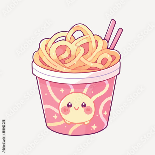 Cute kawaii noodle cup illustration