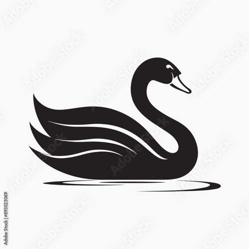 Elegant black swan silhouette design