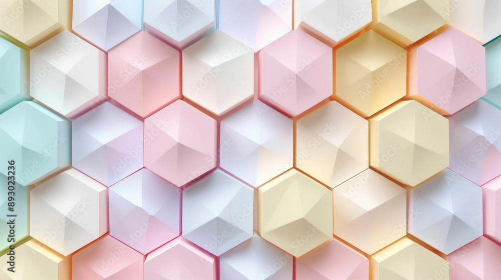 Abstract geometric background with interlocking hexagons in pastel colors Abstract geometric background with interlocking hexagons in pastel colors