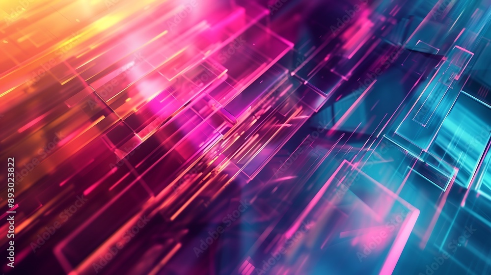 digital, abstract representation of data flow. It features a dark background with a central chip-like structure composed of blurred, neon-colored lines. digital, abstract representation of data flow. It features a dark background with a central chip-like structure composed of blurred, neon-colored lines.