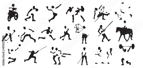 different sports set silhouette
