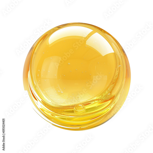 Shiny Yellow Bubble on Transparent Background PNG - Sphere Ball Bubble Round Glossy Shape Gum Object 3D
