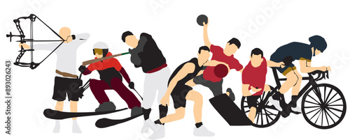 different sports set collection college many people full isolated