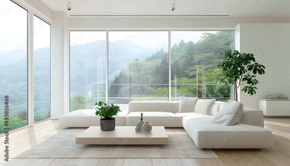 Fototapeta premium Living room interior design in minimalist style