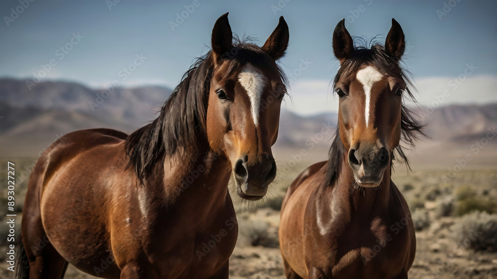Fototapeta premium Portrait of a couple of horses 