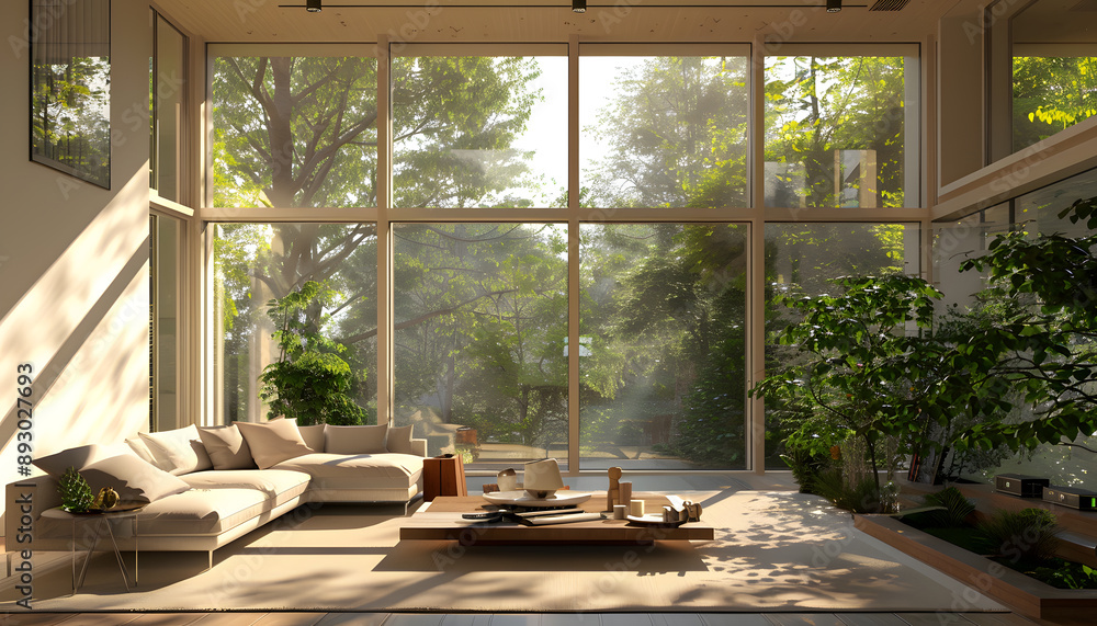 Fototapeta premium Living room interior design in minimalist style