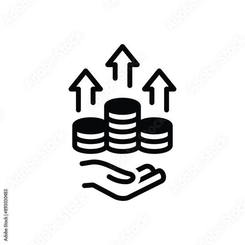 Black solid icon for fund raising