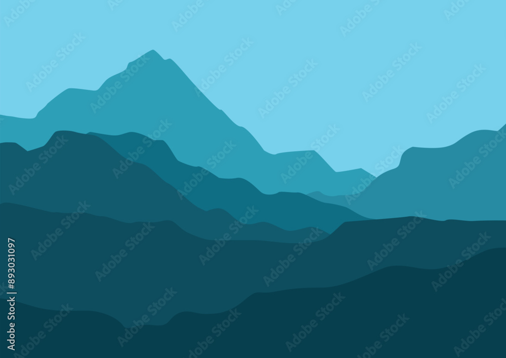 Naklejka premium mountains nature panorama vector illustration template.