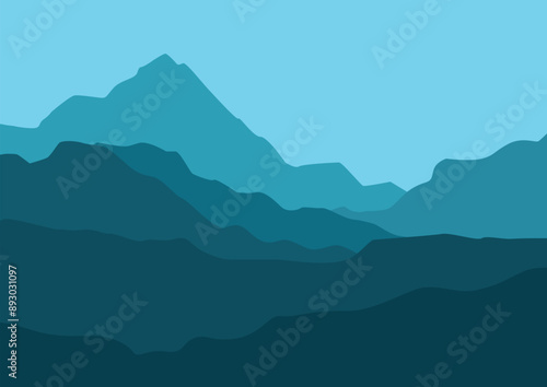 mountains nature panorama vector illustration template.