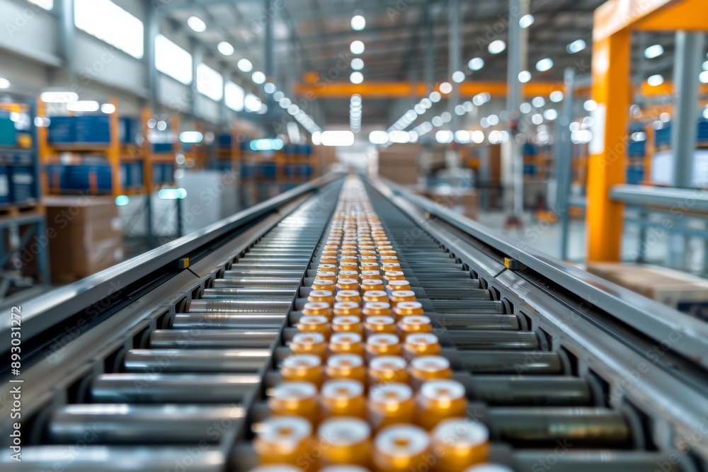 Conveyor Belt in a Modern Factory Setting Conveyor Belt in a Modern Factory Setting