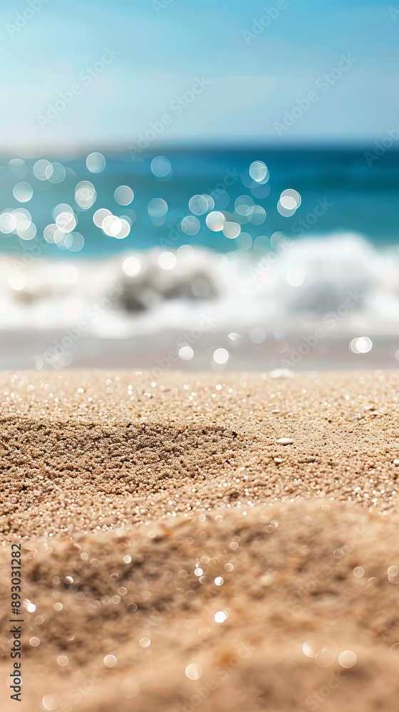 Summer sandy beach with blur ocean on background Summer sandy beach with blur ocean on background