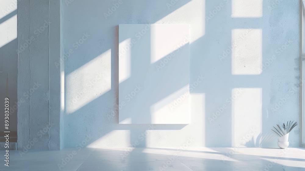 White poster on room with a large window shadow White poster on room with a large window shadow