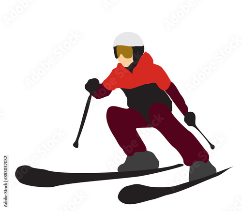 ice skiing sports player illustration full isolated