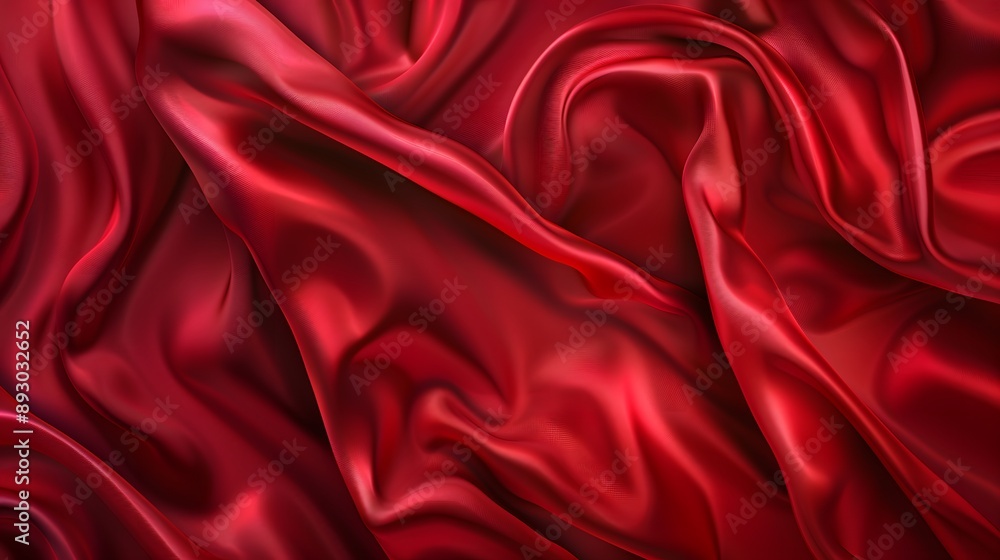 Obraz premium Red drapery silk fabric luxury background.