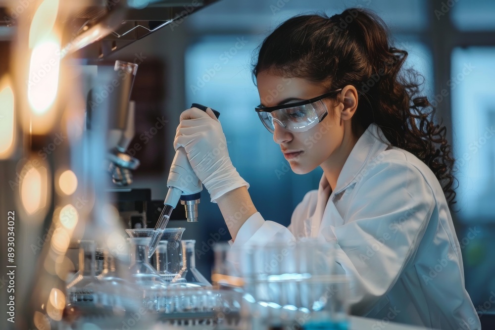 Focused Scientist Working in a Lab Focused Scientist Working in a Lab