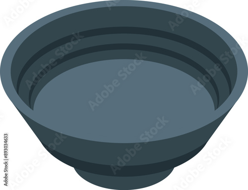 Empty round pet bowl standing on white background, isometric view