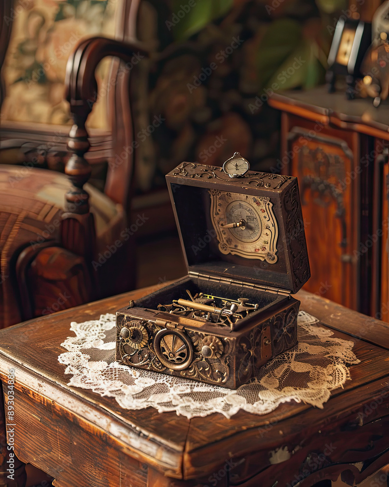 Victorian Living Room with Open Music Box