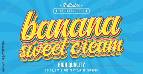 Editable text style effect - Banana Sweet cream text style theme.