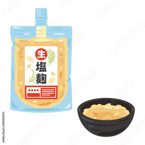 塩麹パックと小鉢に盛られた塩麹