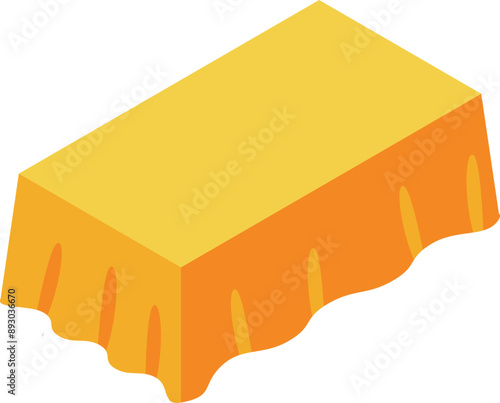 Illustration of a rectangular tablecloth with folds covering a table, isolated on white background