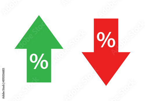 Arrow up and arrow down with percentage icon