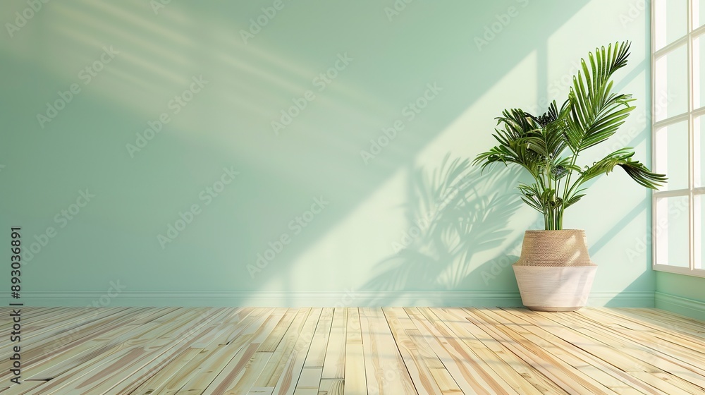 fresh background with a pale mint green wall and light bamboo flooring for a natural, calming effect. fresh background with a pale mint green wall and light bamboo flooring for a natural, calming effect.