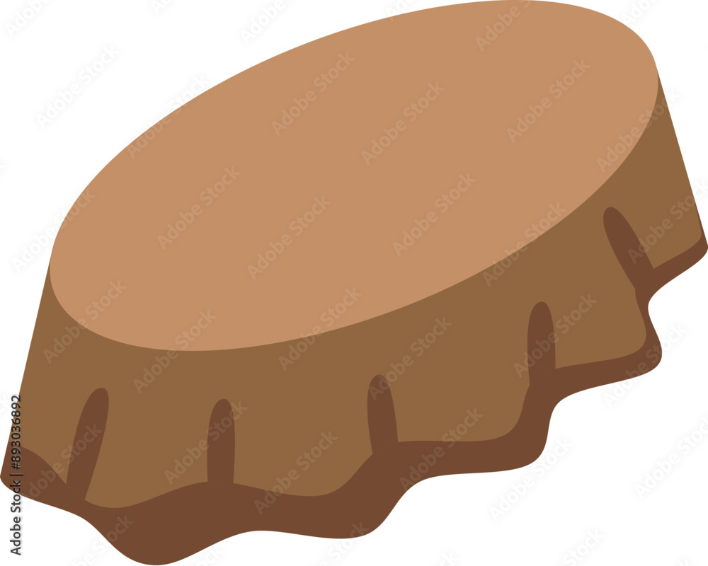 Brown tree stump showing growth rings, isolated on white background Brown tree stump showing growth rings, isolated on white background