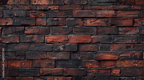 A brick wall with a red and brown color scheme