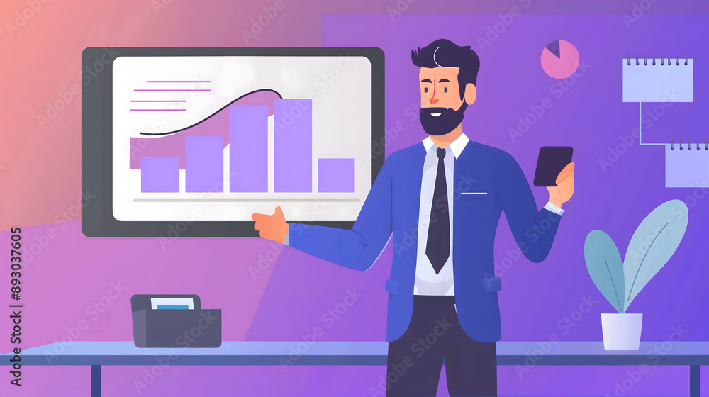 A businessman giving a presentation in a modern office, clean and engaging, A businessman giving a presentation in a modern office, clean and engaging,