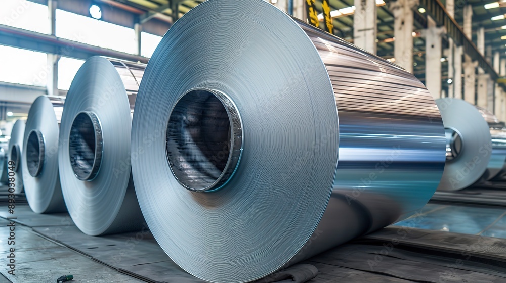 Stacked rolled aluminum metal sheets in a warehouse , aluminum, metal, sheets, warehouse, storage, industrial, manufacturing, inventory, supply, materials, metallic, production, facility Stacked rolled aluminum metal sheets in a warehouse , aluminum, metal, sheets, warehouse, storage, industrial, manufacturing, inventory, supply, materials, metallic, production, facility