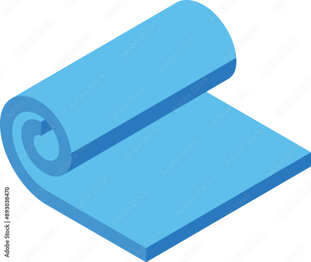 Blue yoga mat unrolling, representing healthy lifestyle and fitness activity Blue yoga mat unrolling, representing healthy lifestyle and fitness activity