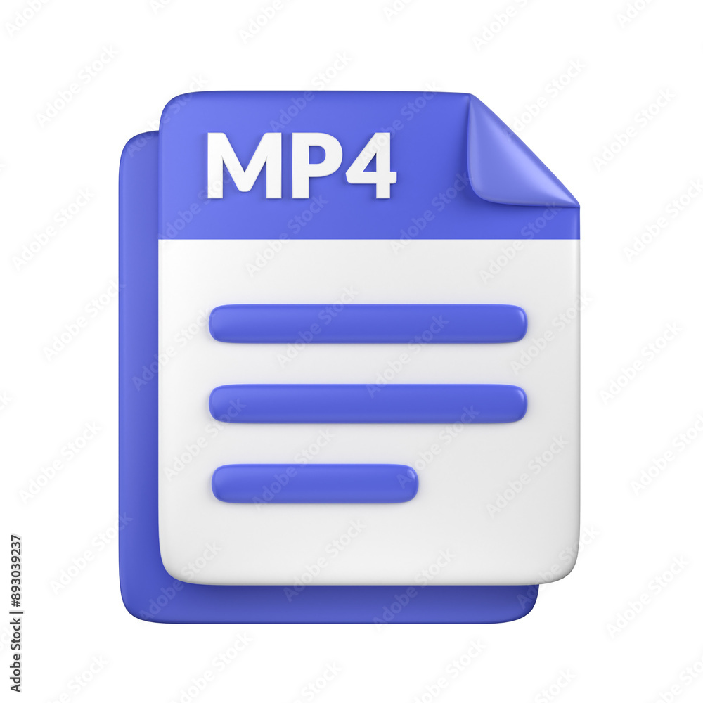3D MP4 File Icon