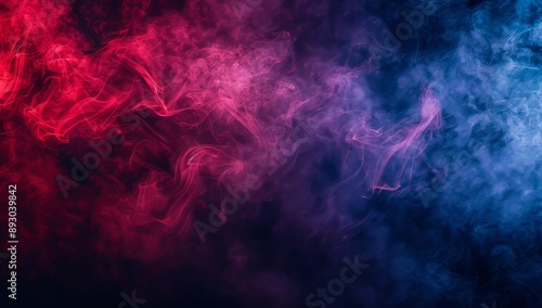 Red smoke over a blue background with neon colors mystic texture