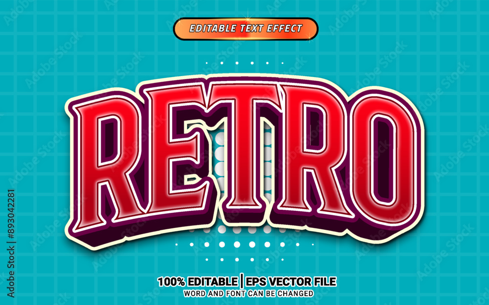 Fototapeta premium 3d Retro game vintage cartoon text effect design