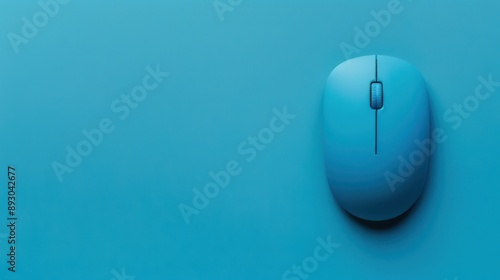 A vibrant blue mouse on a minimalist workstation, highlighting the intersection of business and technology