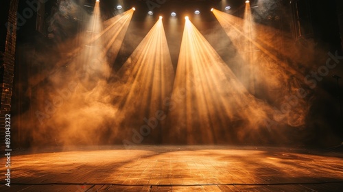 Bright stage light illuminating a dramatic scene in a theater, enhancing the emotional impac photo