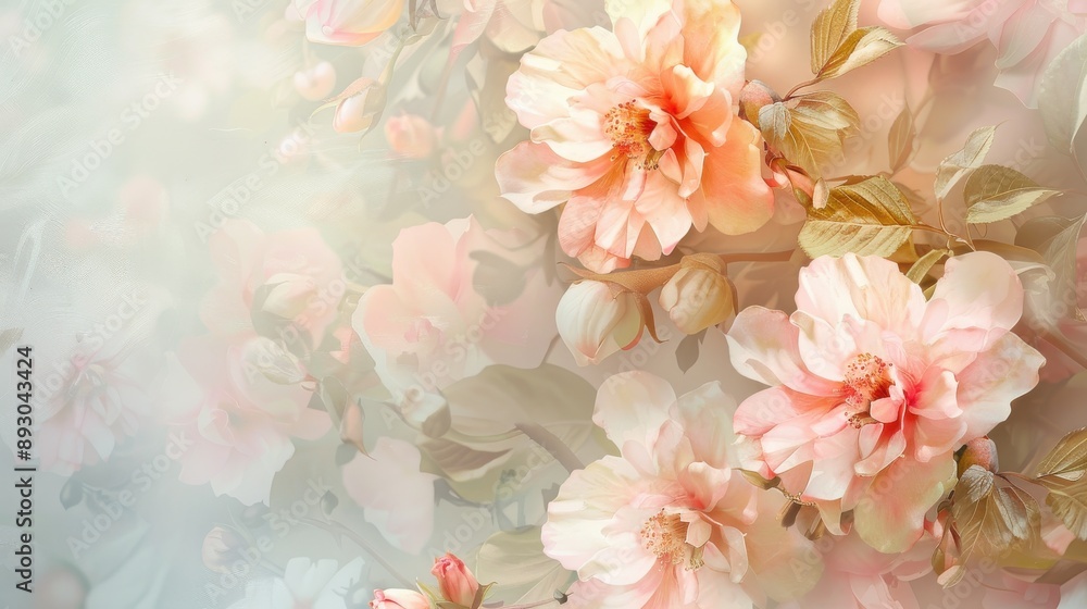 Delicate floral design background with vibrant blooms and soft pastel colors, perfect for spring and feminine themes Delicate floral design background with vibrant blooms and soft pastel colors, perfect for spring and feminine themes