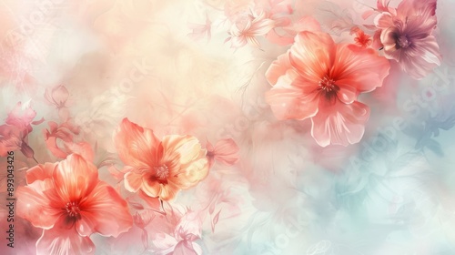 Delicate floral design background with vibrant blooms and soft pastel colors, perfect for spring and feminine themes