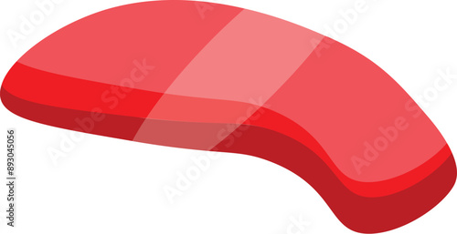 One single slice of delicious red salmon sashimi showing, a traditional japanese dish