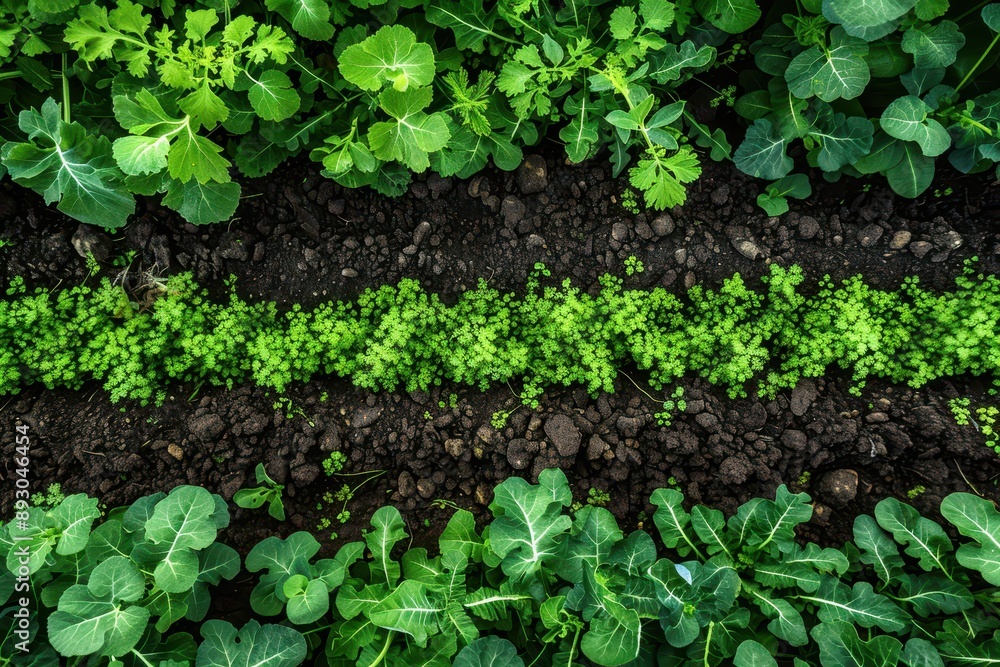 Precision Agriculture: Aerial View of Vast Farming Field with Perfectly Aligned Crops Precision Agriculture: Aerial View of Vast Farming Field with Perfectly Aligned Crops