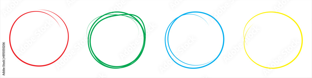 Different color of hand draw circle set.