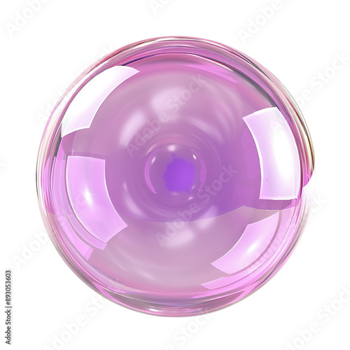 Shiny Pink Bubble on Transparent Background PNG - Sphere Ball Bubble Round Glossy Shape Gum Object 3D
