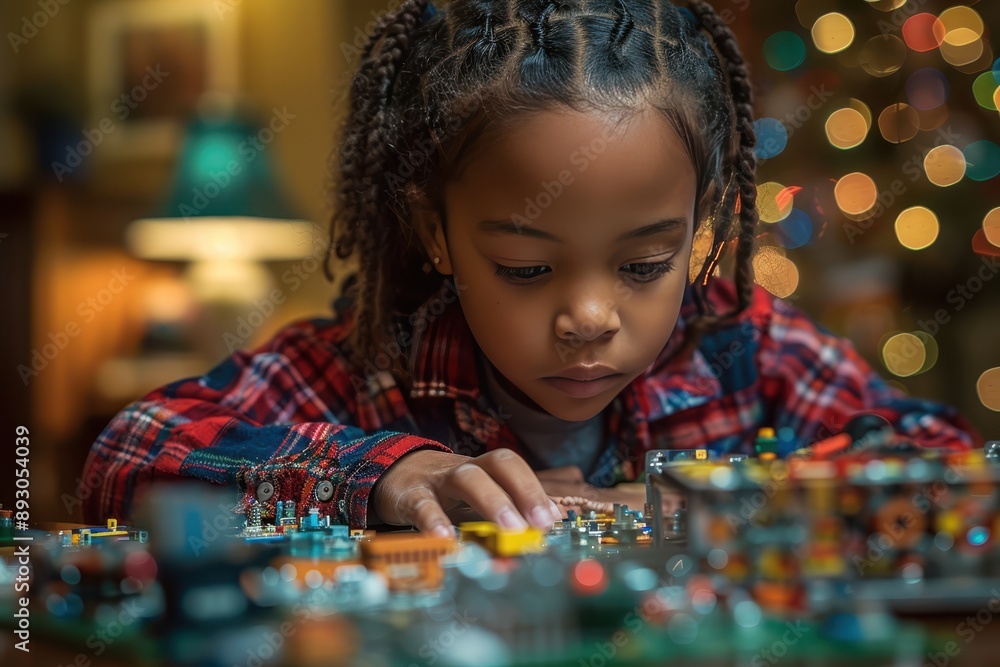 Young STEM Enthusiast Building a Robot with Parental Support at Home Young STEM Enthusiast Building a Robot with Parental Support at Home
