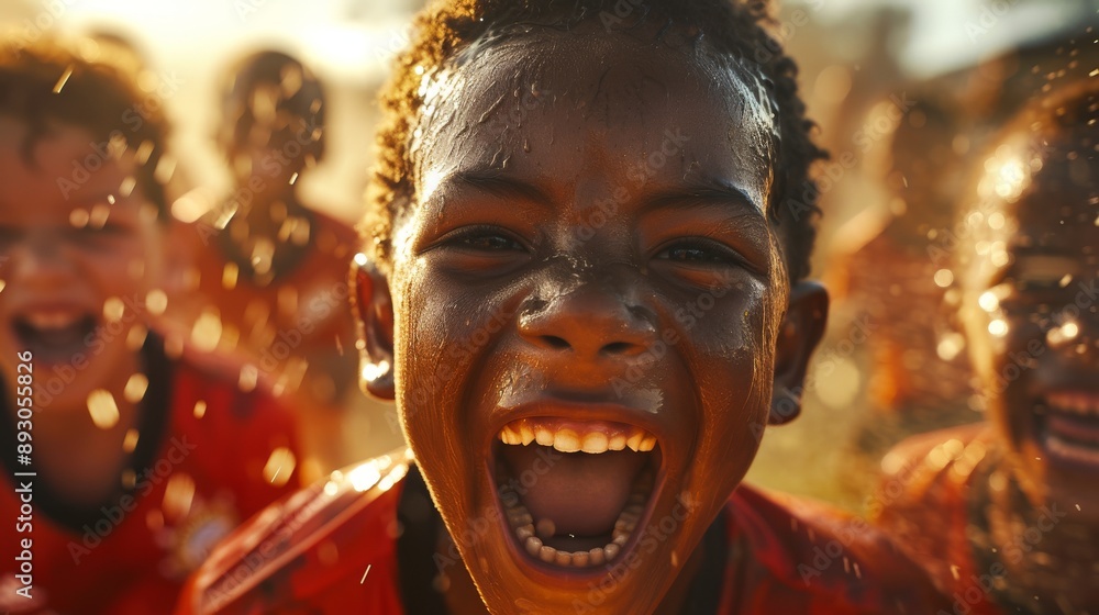 A Close up of a Group of Smiling Children in a Pool of Water - Generative AI A Close up of a Group of Smiling Children in a Pool of Water - Generative AI